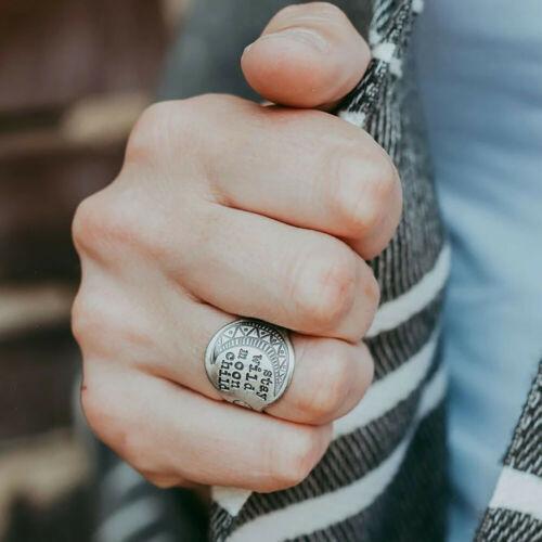 Simple Fashion Retro Carved Moon Pattern Ring