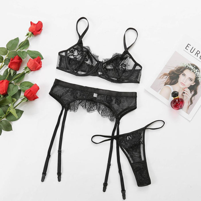 Sexy Lace Lingerie Set Women Black Intimates Underwear