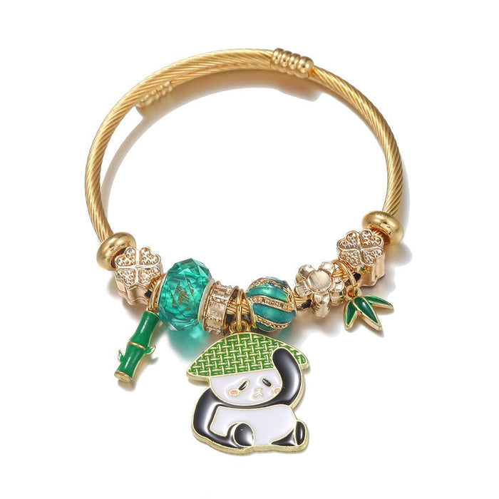 DIY Stainless Steel Titanium Steel Bracelet Green Series Panda