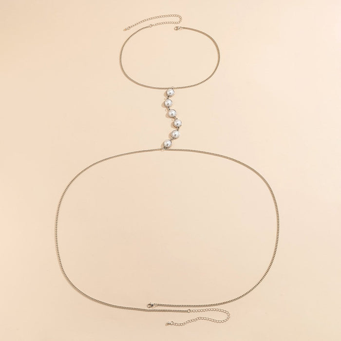 Imitation Pearl Personality Hanging Neck Chest Chain Waist Chain