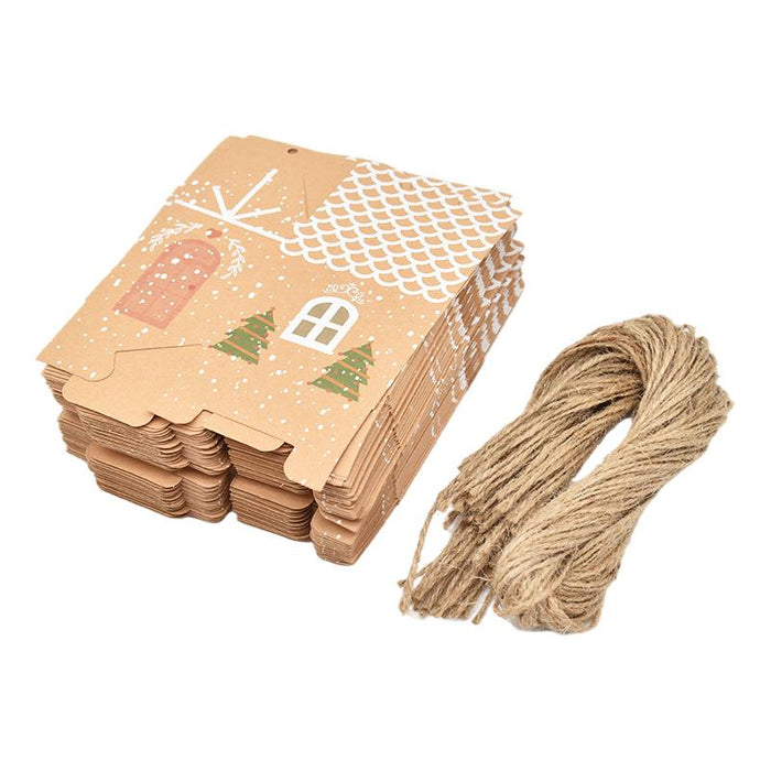 50pcs Christmas House Shape Candy Box Gift Bags