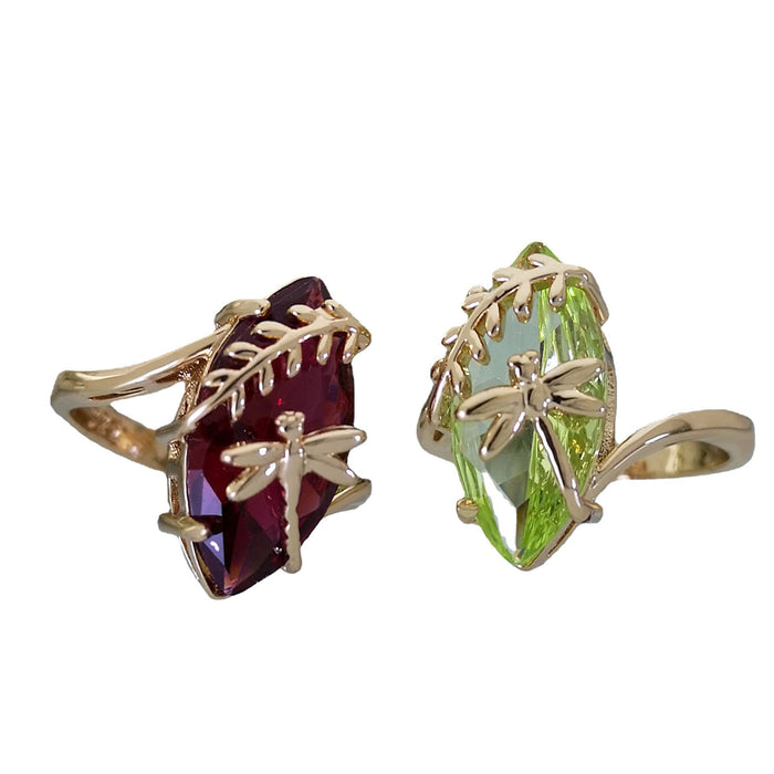 New Creative Dragonfly Touch Water Ruby Ring