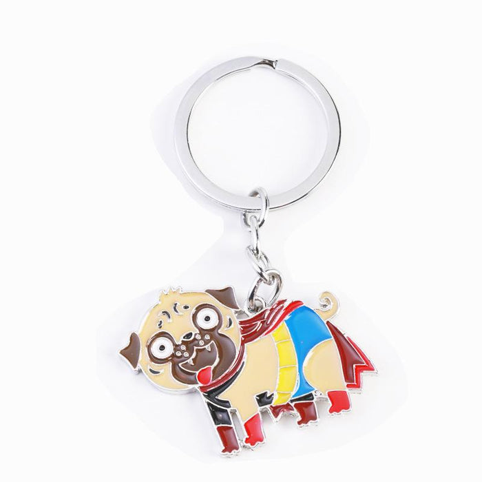 Multicolor Pet Dog Painted Zinc Alloy Keychain