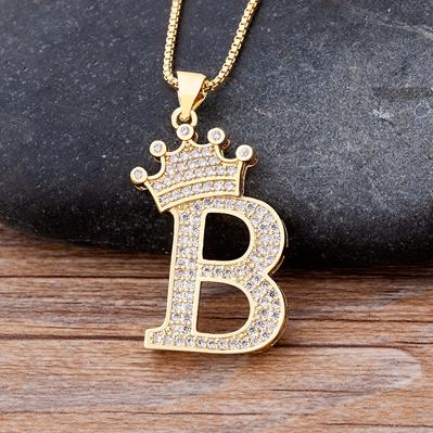 Zircon A-Z Crown Alphabet Necklace