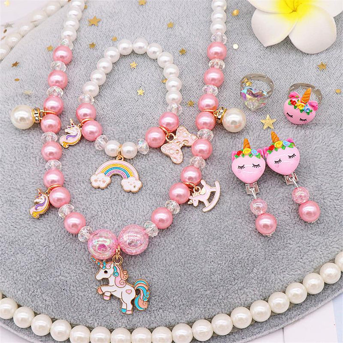 Children's imitation pearl Snow Princess Necklace Bracelet Set