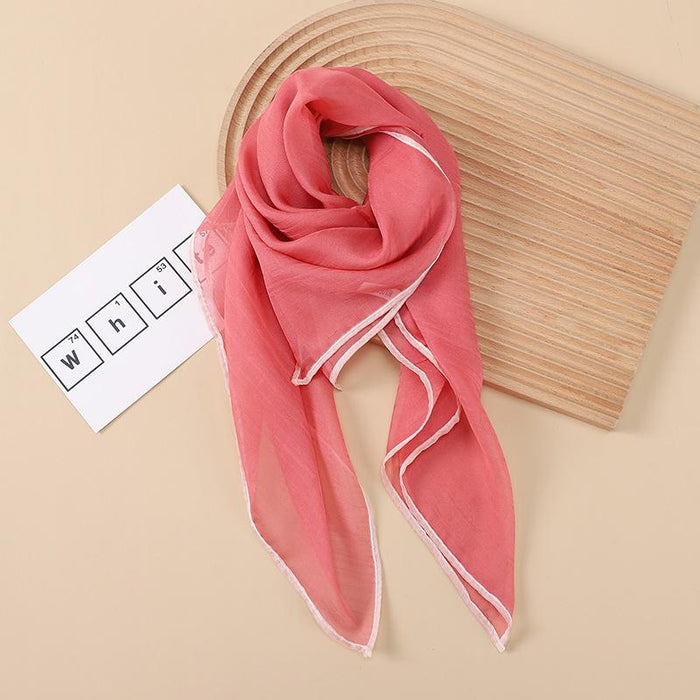 Simple Style Solid Color Thin Cloud Yarn Small Square Scarf