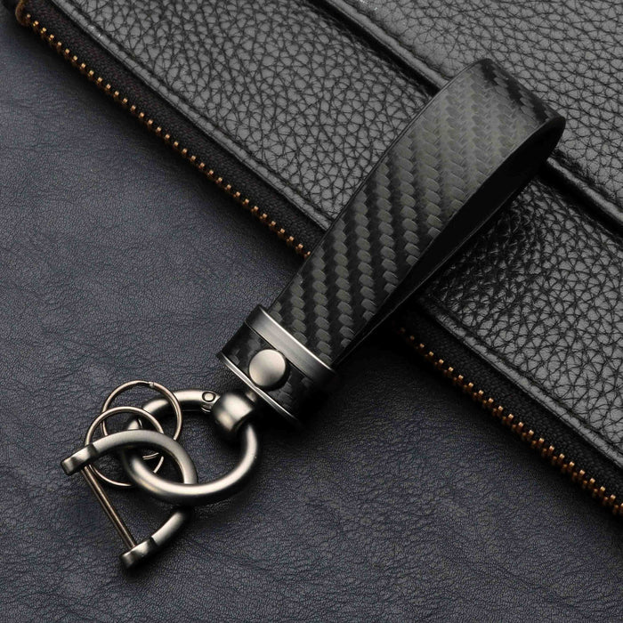 New Carbon Fiber Pattern Fashion Lengthened Leather Key Chain