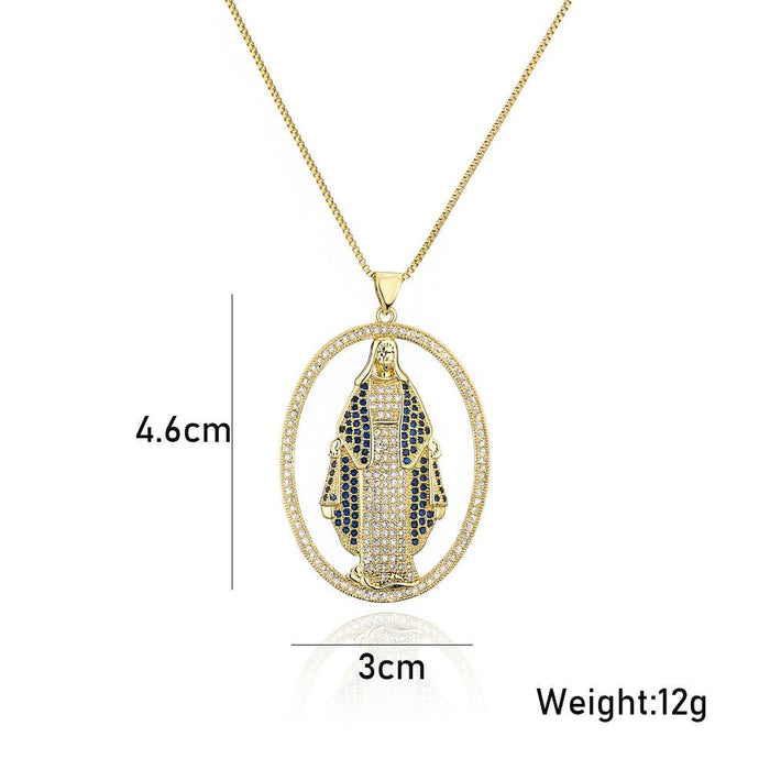 Ladies New Fashion Zircon Pendant Gold Color Necklace