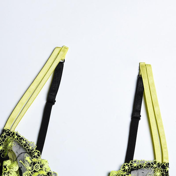 Women's Embroidered Underwire Lingerie Sexy Lace Underwear