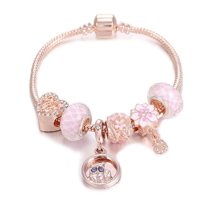 Rose Gold Pan Style Owl Bracelet