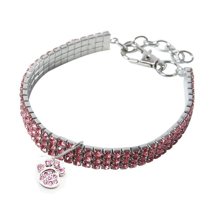 Pet Collar Rhinestone Elastic Necklace with Pendant