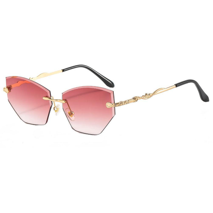 Colorful frameless Sunglasses diamond trimming