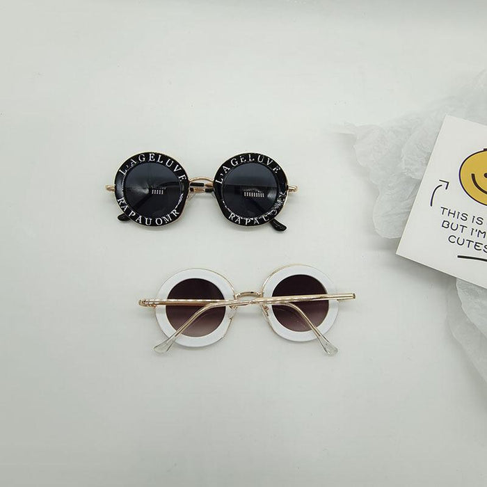 Children's Fashion Letter Metal Round Frame Sunglasses