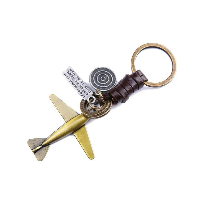 Vintage key chain punk leather metal key chain creative personality key chain