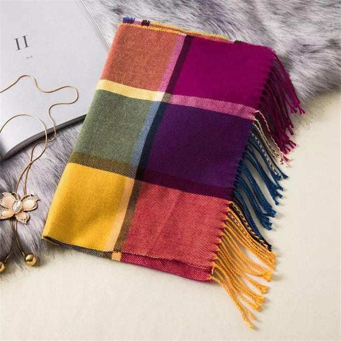 Classic Lattice Soft Scarf Cashmere Plaid Scarves