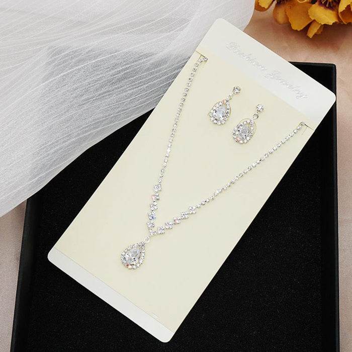 Fashion Female Zircon Necklace Earrings Jewelry Set