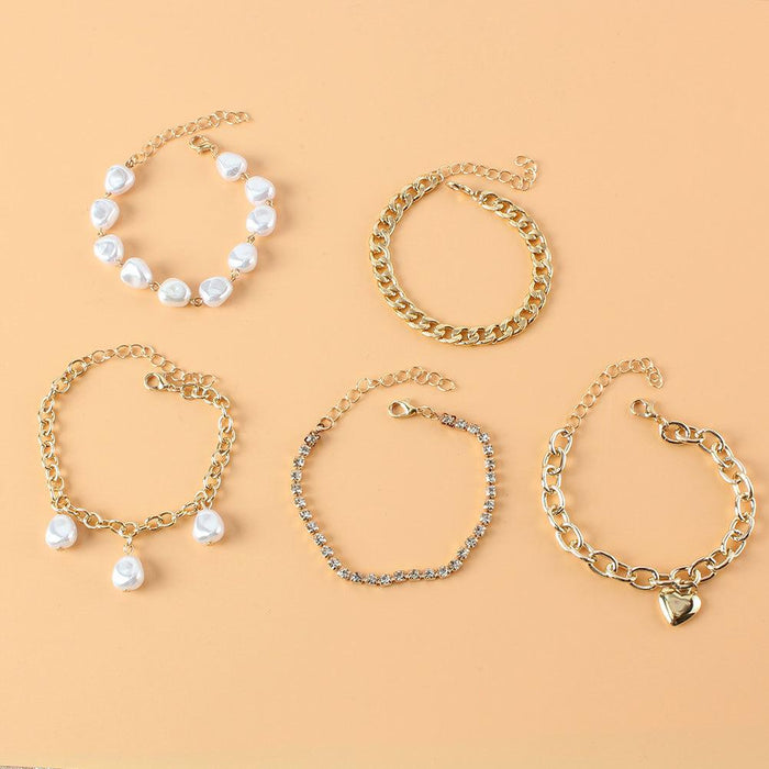 Simple Temperament Heart Pendant Multilayer Women's Bracelet