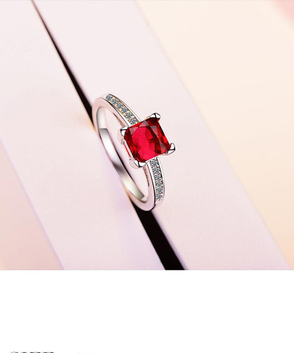 New Simple Four-Claw Square Zircon Proposal Ring