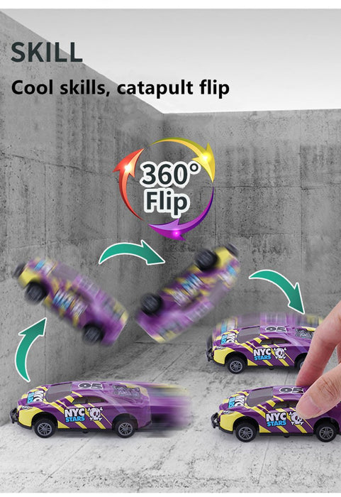 Flip stunt car alloy pull back four-wheel drive racing car