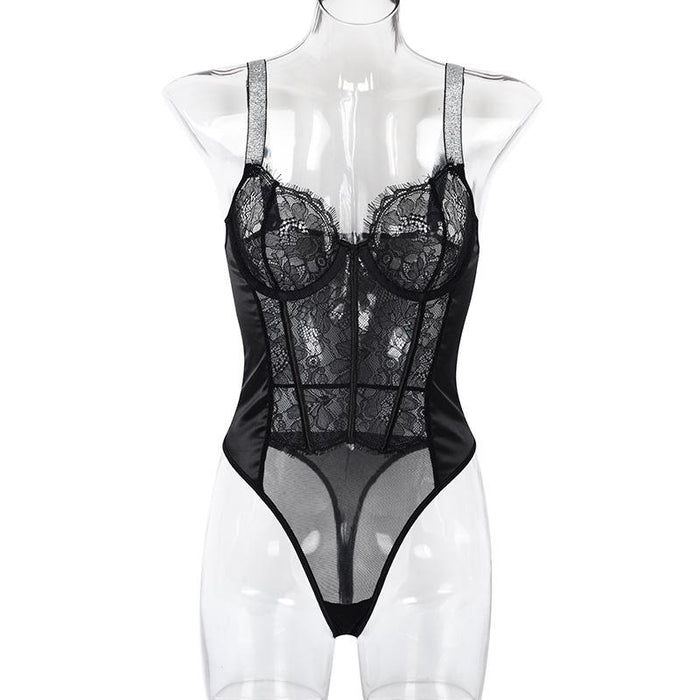 Women's Lace Mesh One-piece Lingerie Sexy Bodysuit