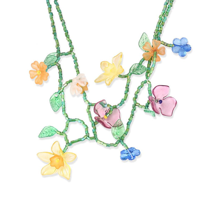 Beaded Flowers Multi-layer Hand Woven Flower Clavicle Necklace
