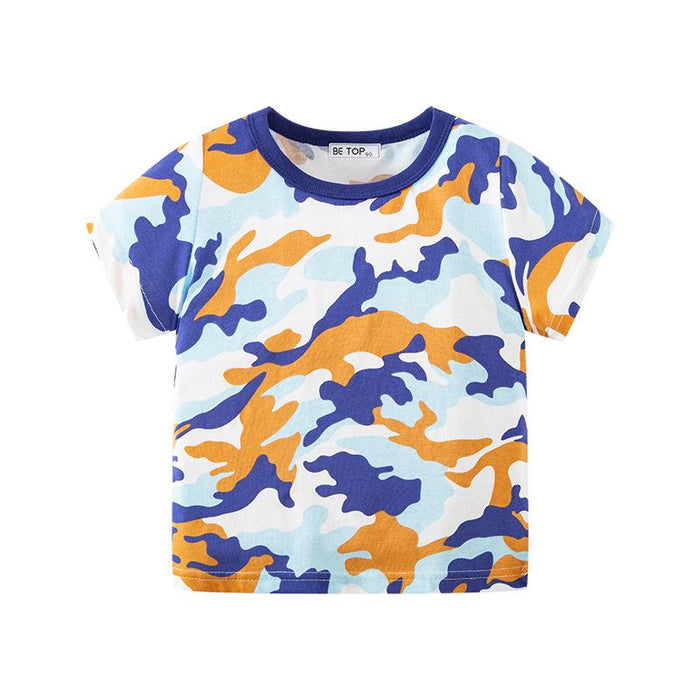 Children's camouflage short sleeve T-shirt fashion brand