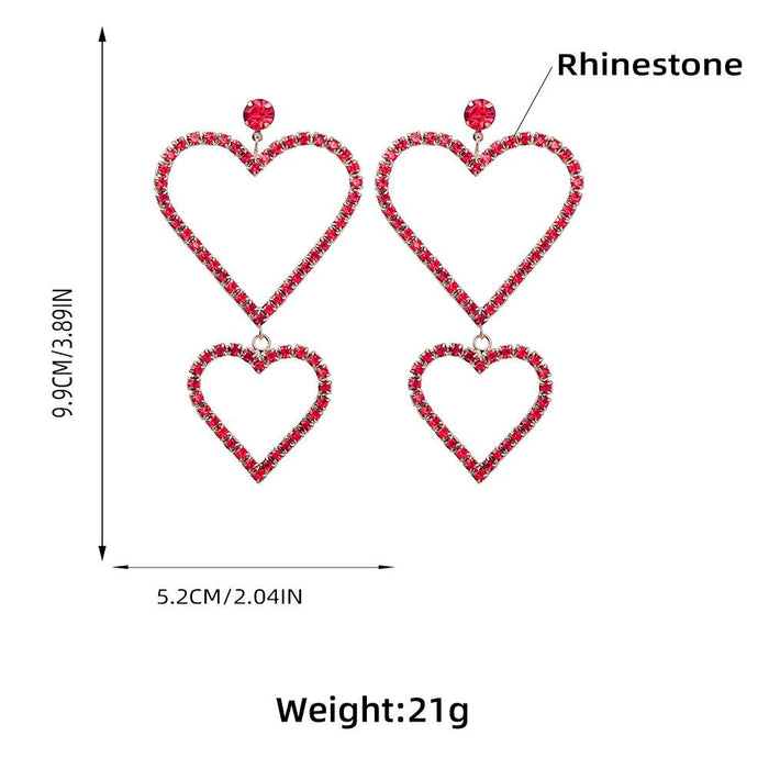 Rhinestone Alloy Multi-layer Love Shaped Earrings Female