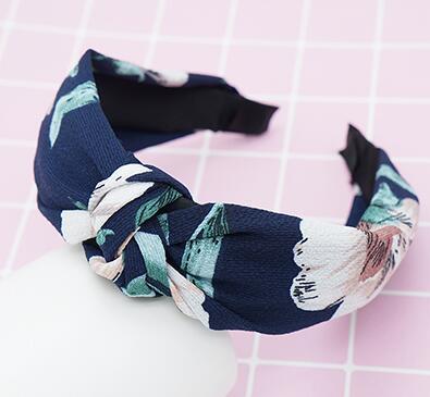 New Flower Headband Women Solid Color Knotted Hairband