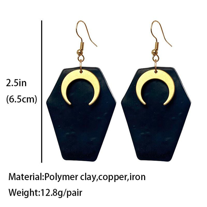 Temperament Dark Moon Geometric Clay Earrings Earrings