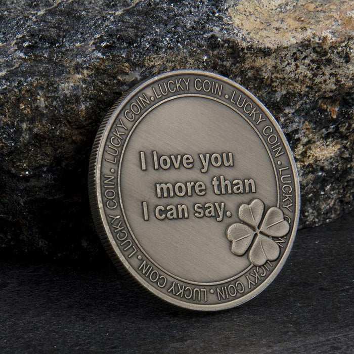 Dark Sliver Badge I Love You More Than I Can Say Lucky Coin