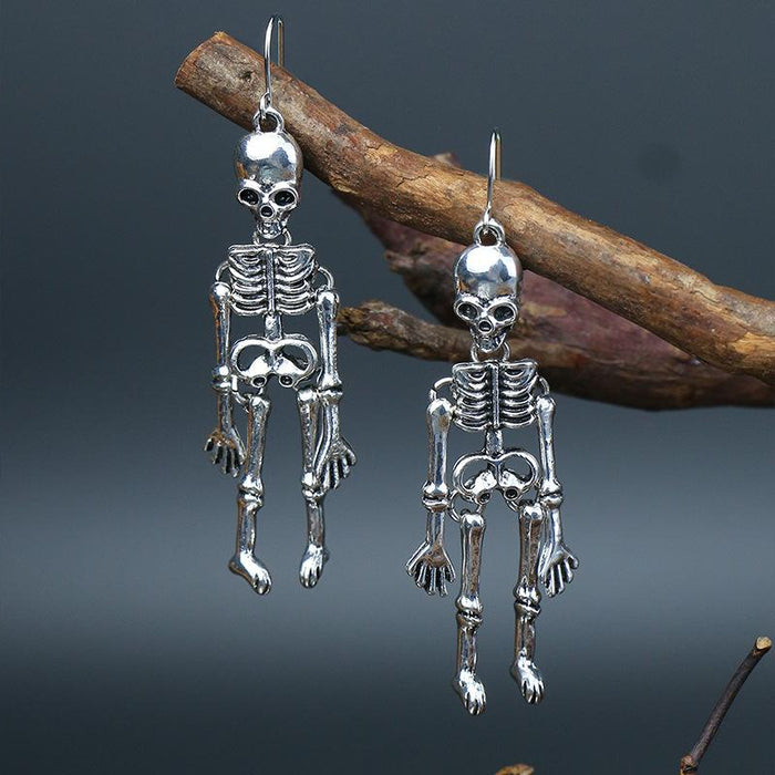 Retro Punk Skull Human Skeleton Earrings