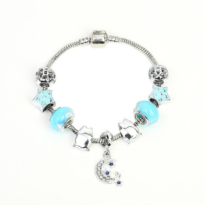 Blue Starry Glass Beaded Bracelet
