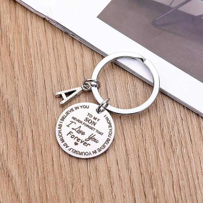 New Titanium Steel Round Personality Keychain For My Son/My Daughter