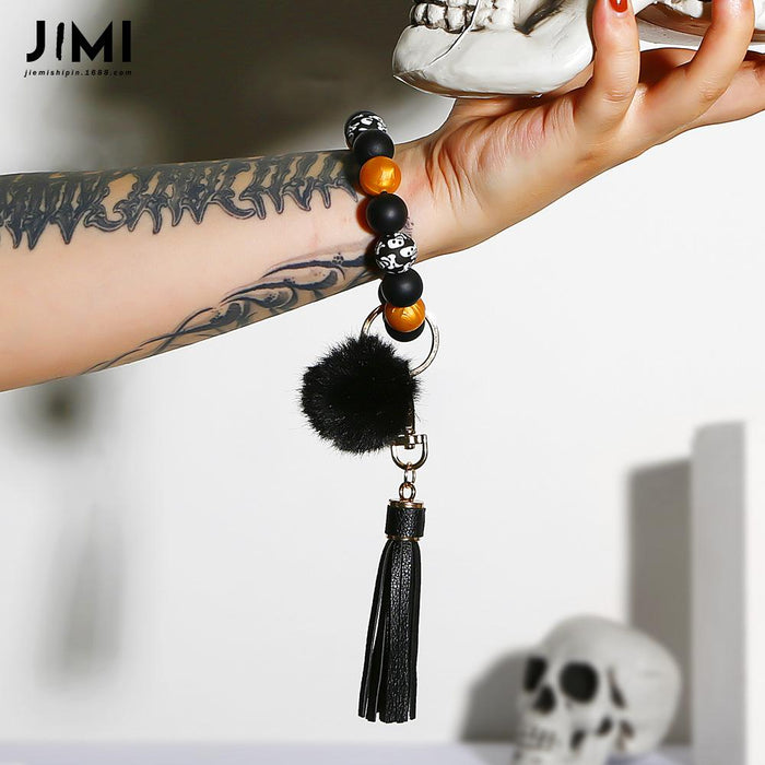 Fashion Ethnic Style Silicone Bead Bracelet Keychain