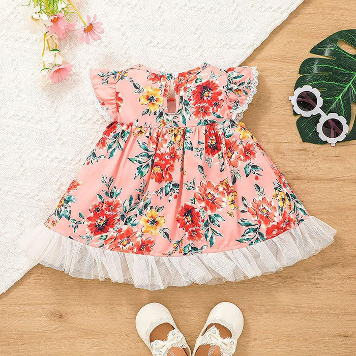 Girls Princess Flower Print Dress