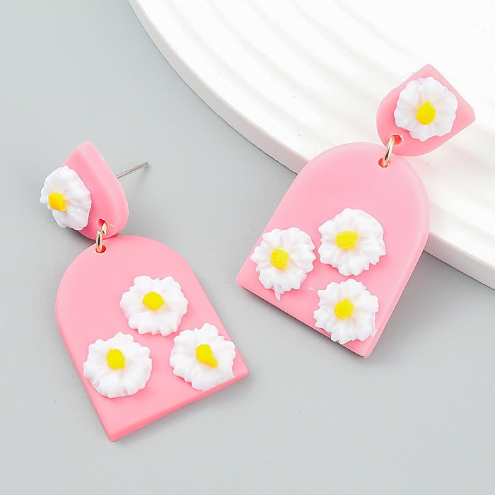 Trendy Simple Geometric Resin Daisy Earrings
