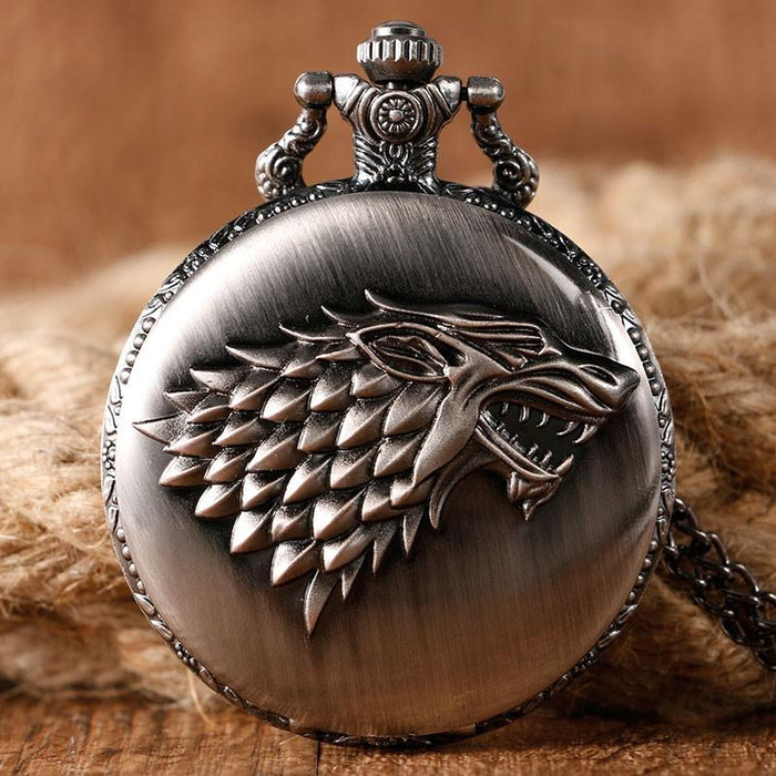 Antique Game of Thrones Strak Family Crest Winter Is Coming Pocket Watch
