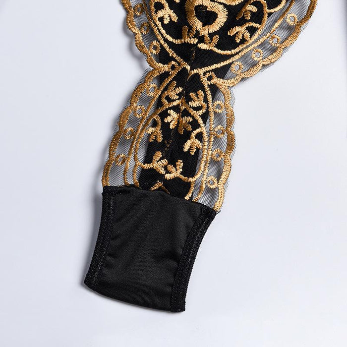 Summer Fashion Mesh Embroidered Patchwork Underwear Set