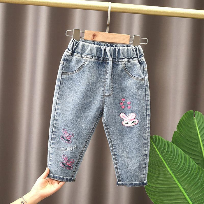 Girls Casual Cartoon Winter Jeans For 2-6 Years