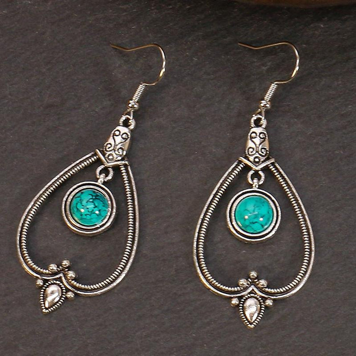 Women's Vintage Boho Greenstone Earrings