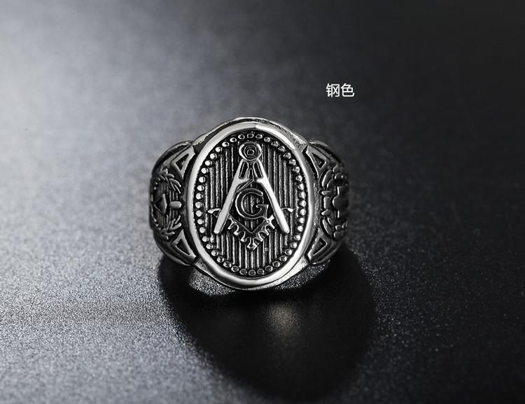 Gold Freemasonry Member Men's Titanium Steel Ring