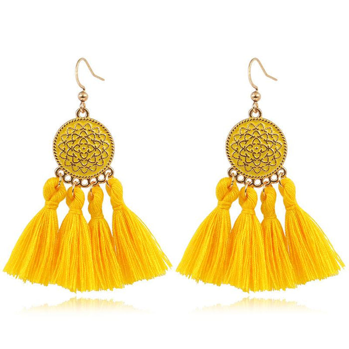 Boho Chic Brilliant Multicolored Tassel Earrings