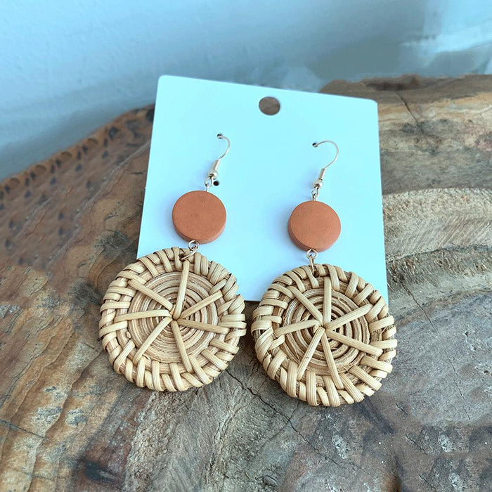 Popular Handmade Natural Grass Woven Earrings