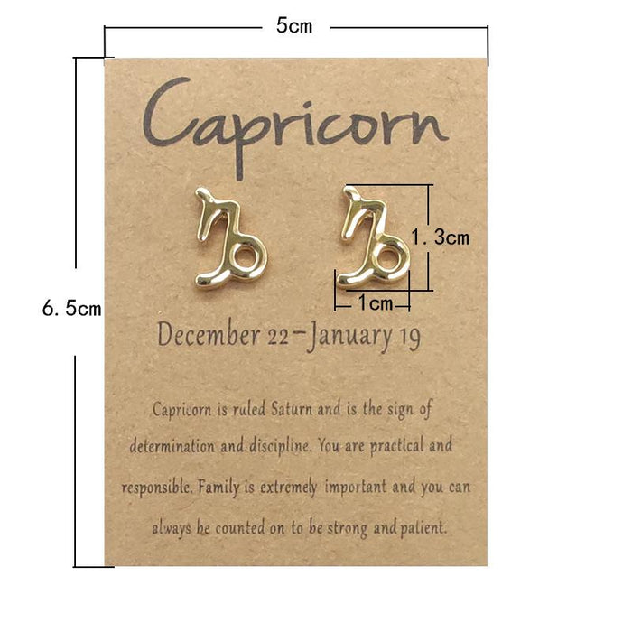 Twelve Constellations Brown Constellation Card Earrings