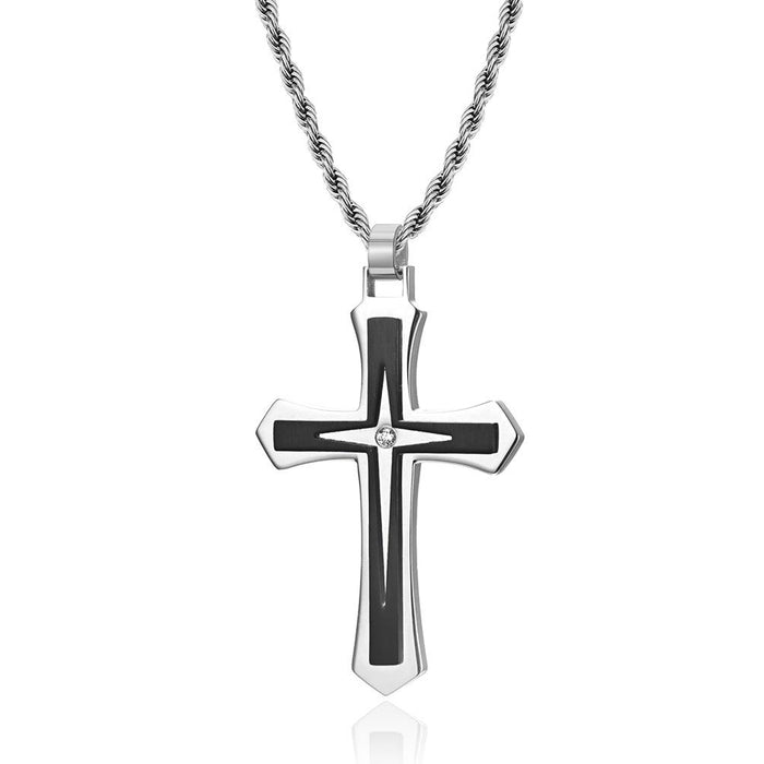 Trendy Titanium Steel Men's Stainless Cross Necklace Pendant