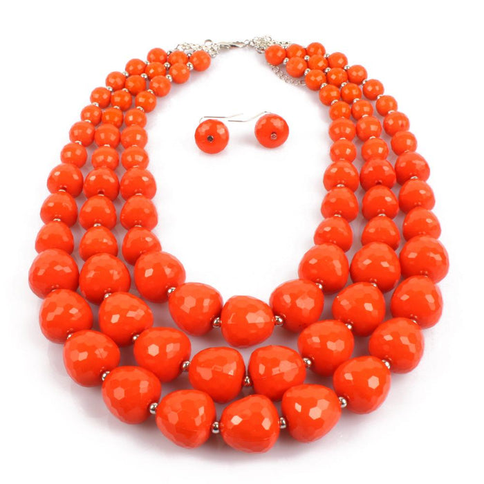 Women's jewelry color Beaded exaggerated Necklace Set