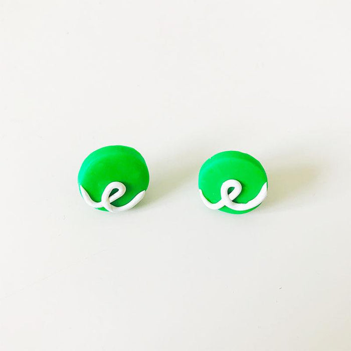 Green Gift Box Snowman Leaf Clay Knot DIY Stud Earrings
