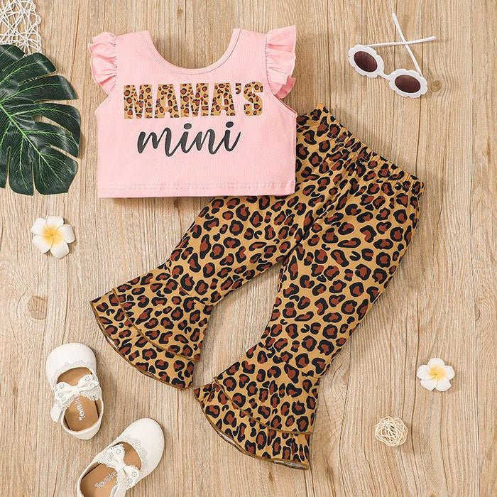 Little Girl Leopard Top Flared Pants Set