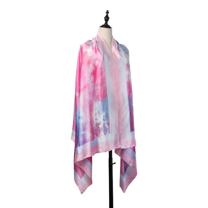 Tie Dyed and Printed New Satin Scarf Sunscreen Shawl