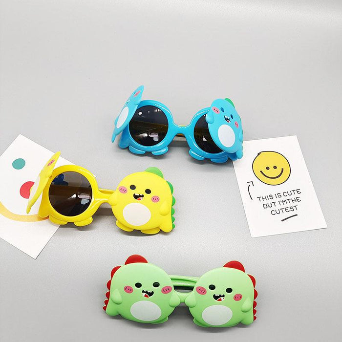 Children's Silicone Flip Small Dinosaur Anti-UV Sunglasses